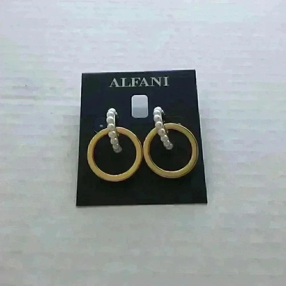 Alfani new Pearl Double Hoop Drop Earrings - Picture 6 of 8